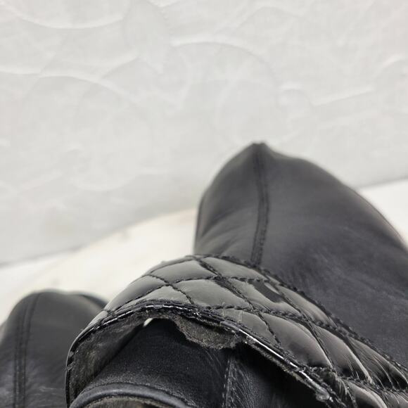 Crocs Cobbler Mules Womens 11 Black Quilted Patent Leather Platform Clogs Work - Picture 11 of 16